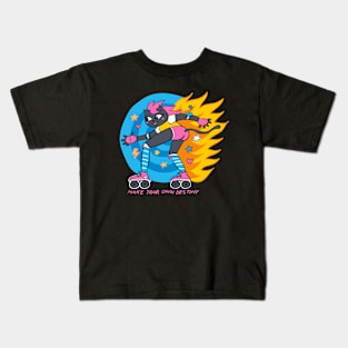 RAD Girl Cat on Rollerskates, Retro Style Kids T-Shirt